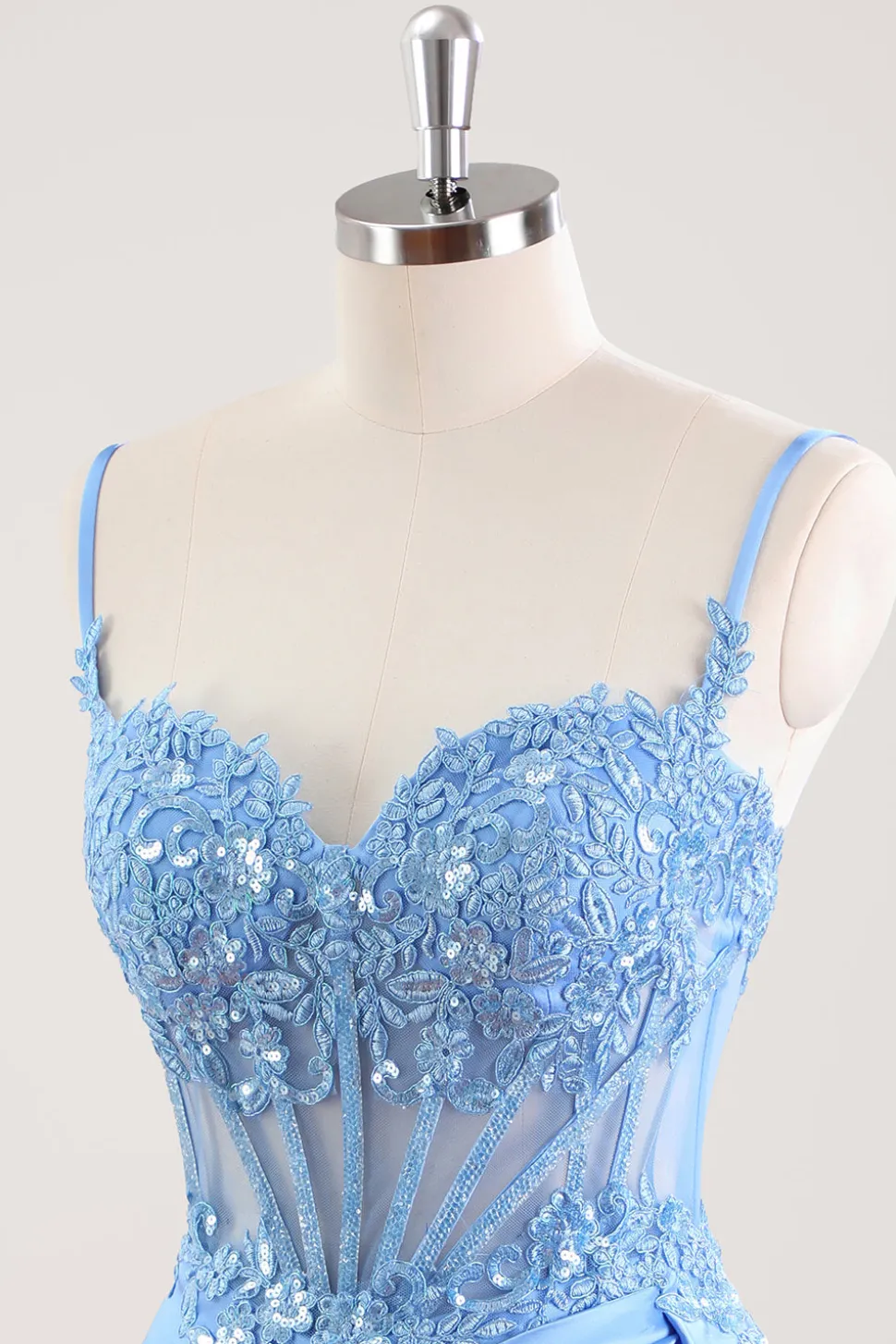 Esparguete Azul Correias Espartilho Floral Apertado Vestido Curto Homecoming