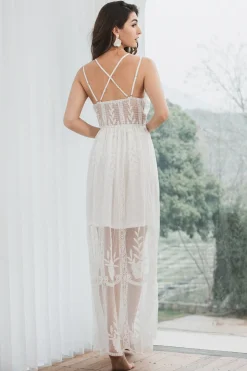 Esparguete Correias Renda Vestido Branco Pequeno
