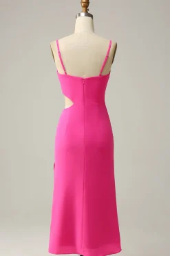 Esparguete Correias Rosa Vestido de Dama de Honor