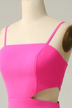 Esparguete Correias Rosa Vestido de Dama de Honor