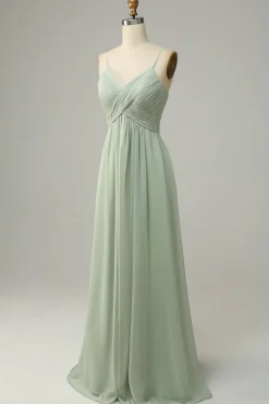 Esparguete Correias Sem Mangas Sage Vestido Madrinha