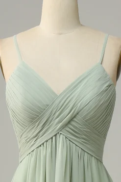 Esparguete Correias Sem Mangas Sage Vestido Madrinha