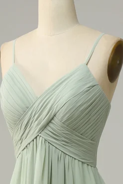 Esparguete Correias Sem Mangas Sage Vestido Madrinha