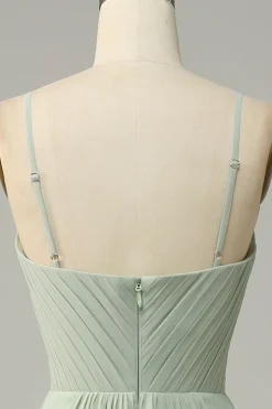 Esparguete Correias Sem Mangas Sage Vestido Madrinha