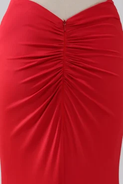 Esparguete Correias Sereia Backless Vestido Vermelho Prom