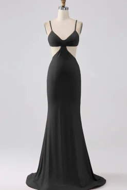 Esparguete Correias Sereia Backless Vestido Vermelho Prom