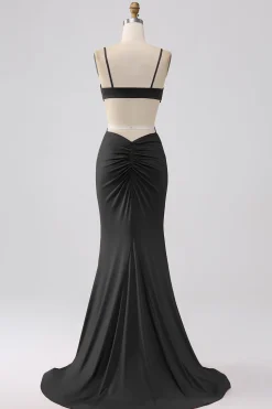 Esparguete Correias Sereia Backless Vestido Vermelho Prom