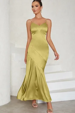 Esparguete Correias Vestido Formal Amarelo Claro