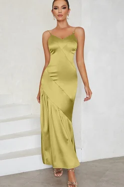 Esparguete Correias Vestido Formal Amarelo Claro
