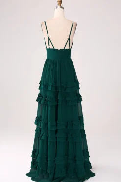 Esparguete Correias Vestido de Baile com Pregas