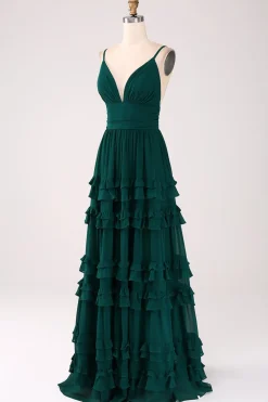 Esparguete Correias Vestido de Baile com Pregas