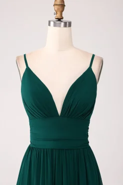 Esparguete Correias Vestido de Baile com Pregas