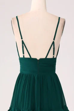 Esparguete Correias Vestido de Baile com Pregas