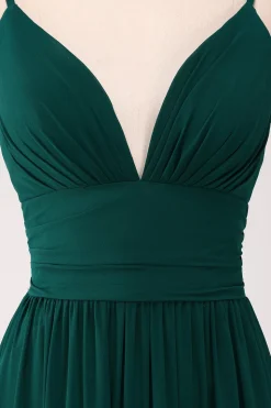 Esparguete Correias Vestido de Baile com Pregas
