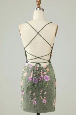Esparguete Preto Correias Bodycon Homecoming Vestido Com Apliques