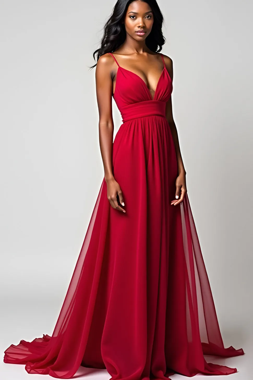 Esparguete Vermelho Correias Uma Linha Longo Vestido Madrinha
