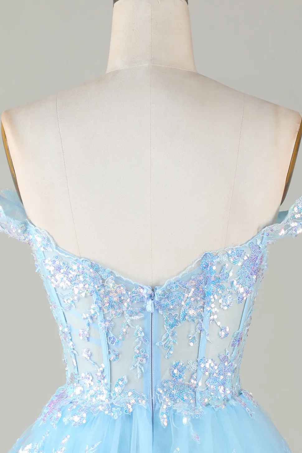 Espartilho Azul Brilhante Tiered Lace A-Line Short Homecoming Dress