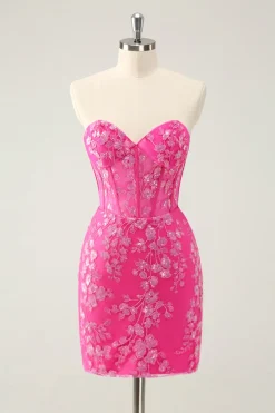 Espartilho Azul Claro Sequins Querida Vestido Curto Apertado Homecoming com Renda Traseira