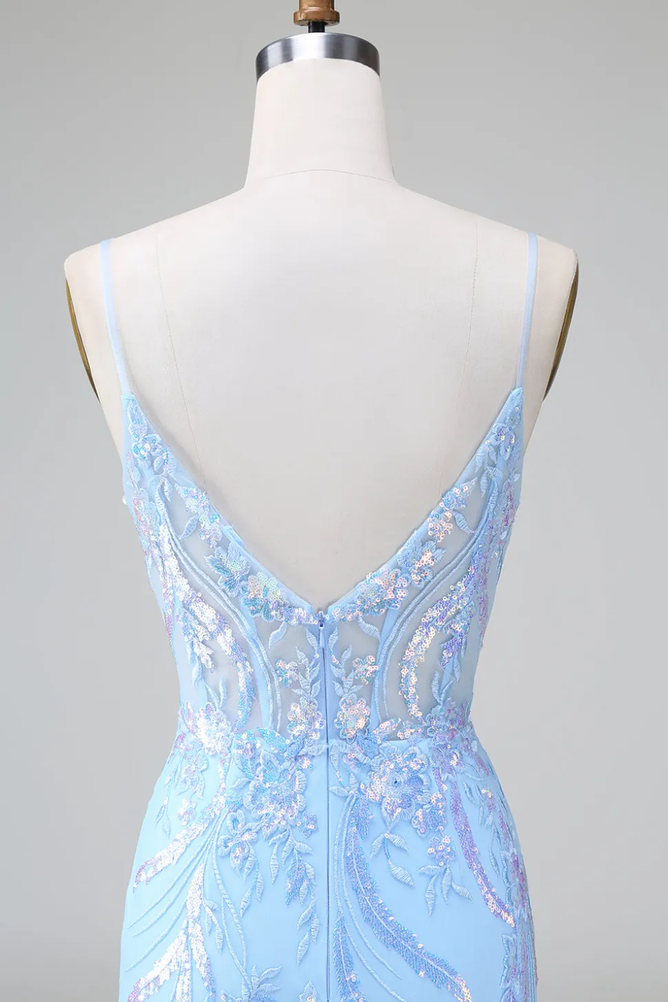 Espartilho Azul Lilás Brilhante Open Back Sequins Short Homecoming Dress com Bordado