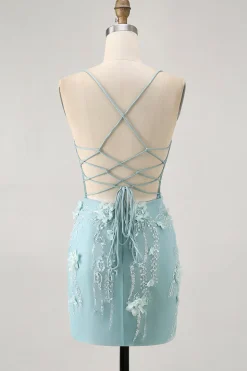 Espartilho Azul Sequins Vestido Bodycon Homecoming Floral