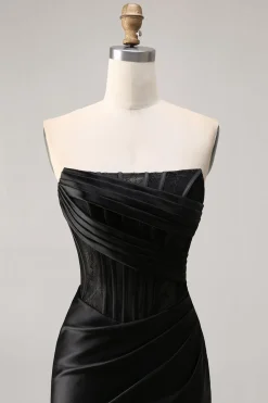Espartilho Direto Bodycon Preto Mini Vestido Cocktail