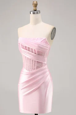Espartilho Direto Bodycon Preto Mini Vestido Cocktail