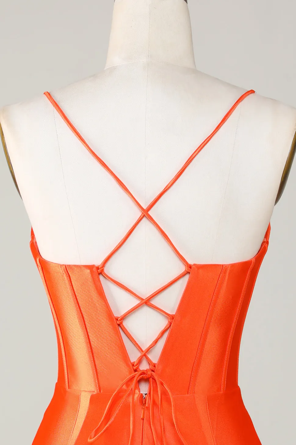 Espartilho frisado laranja brilhante apertado vestido curto Homecoming