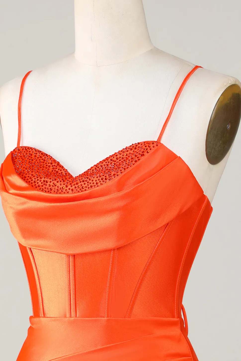 Espartilho frisado laranja brilhante apertado vestido curto Homecoming