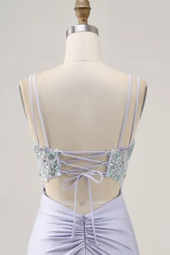 Espartilho Lavanda Bodycon Ruched Mini Vestido Cocktail