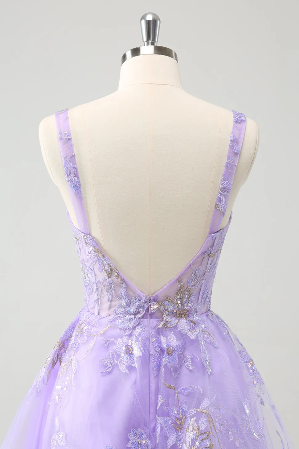 Espartilho Lilás A-Line Bordado Vestido Homecoming com Sequins