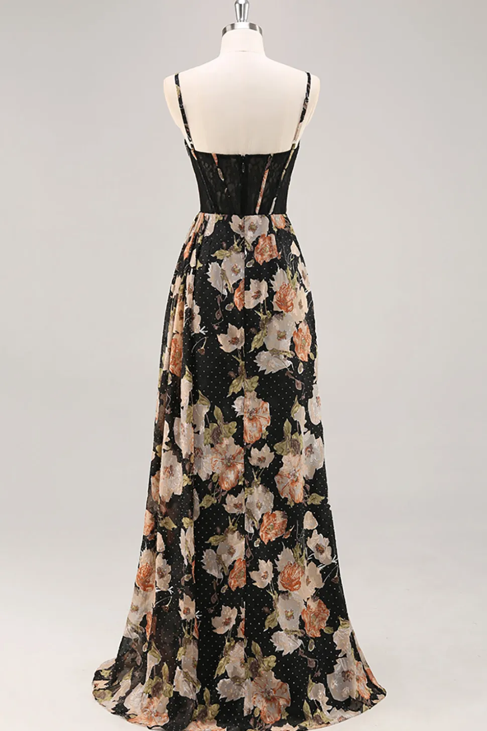 Espartilho Preto Flores Brilhante Longos Vestido Para Casamento Convidada
