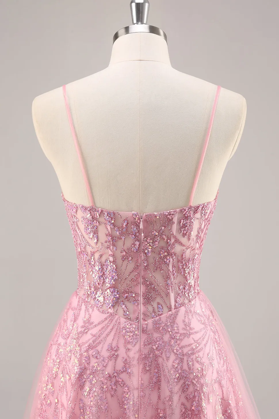 Espartilho rosa brilhante uma linha longo vestido de baile