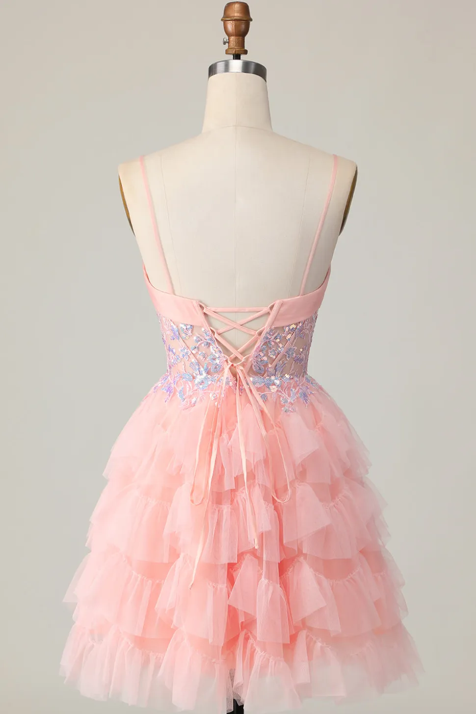 Espartilho Rosa Decote Em Coração Linha-A Mini Vestido Cocktail