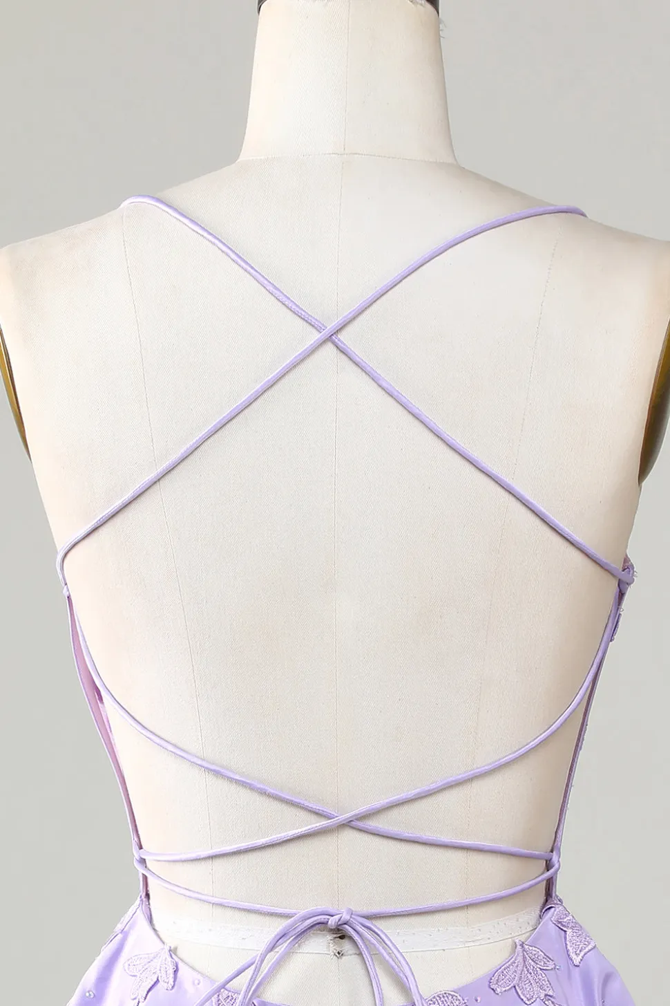 Espartilho roxo A-Line cetim curto homecoming vestido com renda