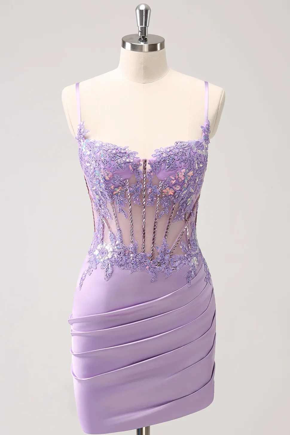 Espartilho roxo brilhante lantejoulas apertado curto Homecoming Dress