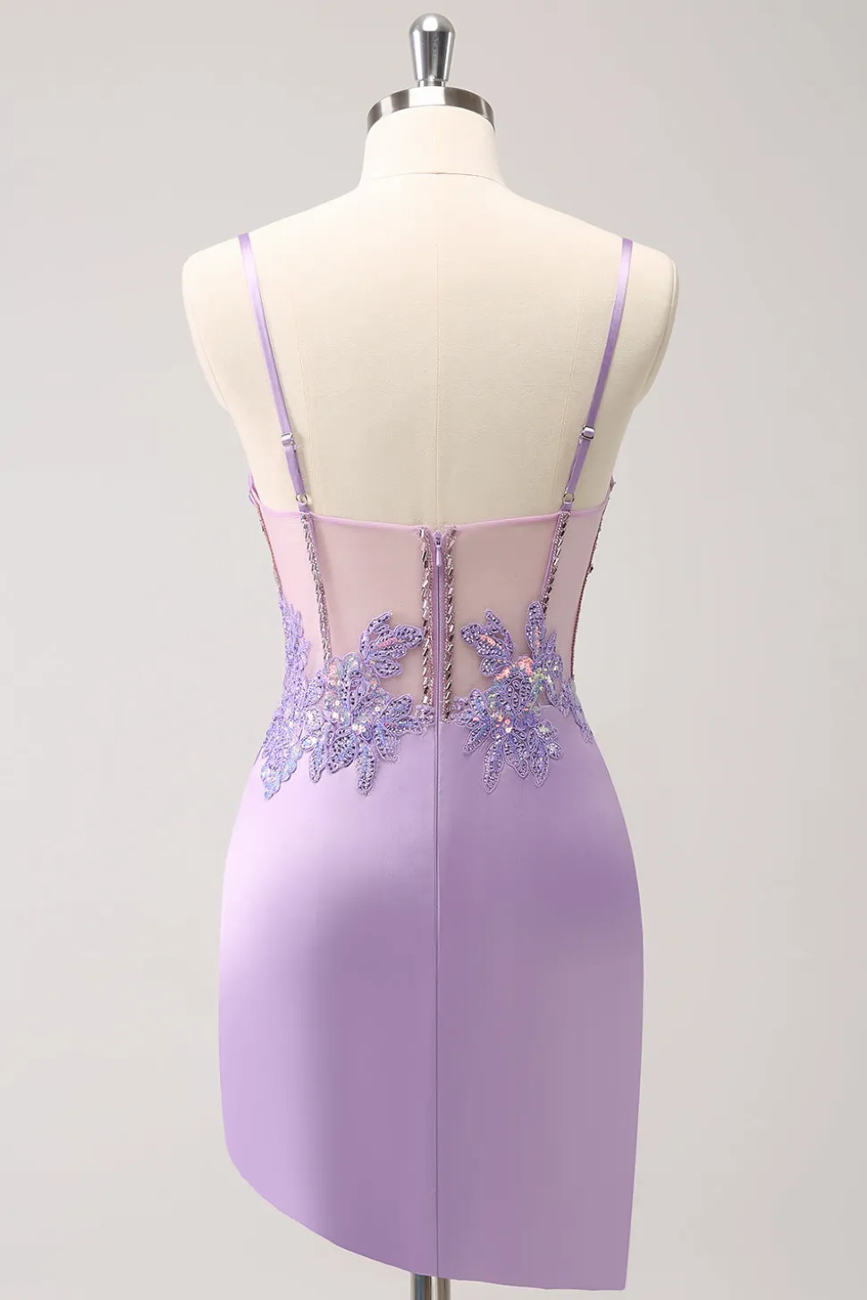 Espartilho roxo brilhante lantejoulas apertado curto Homecoming Dress