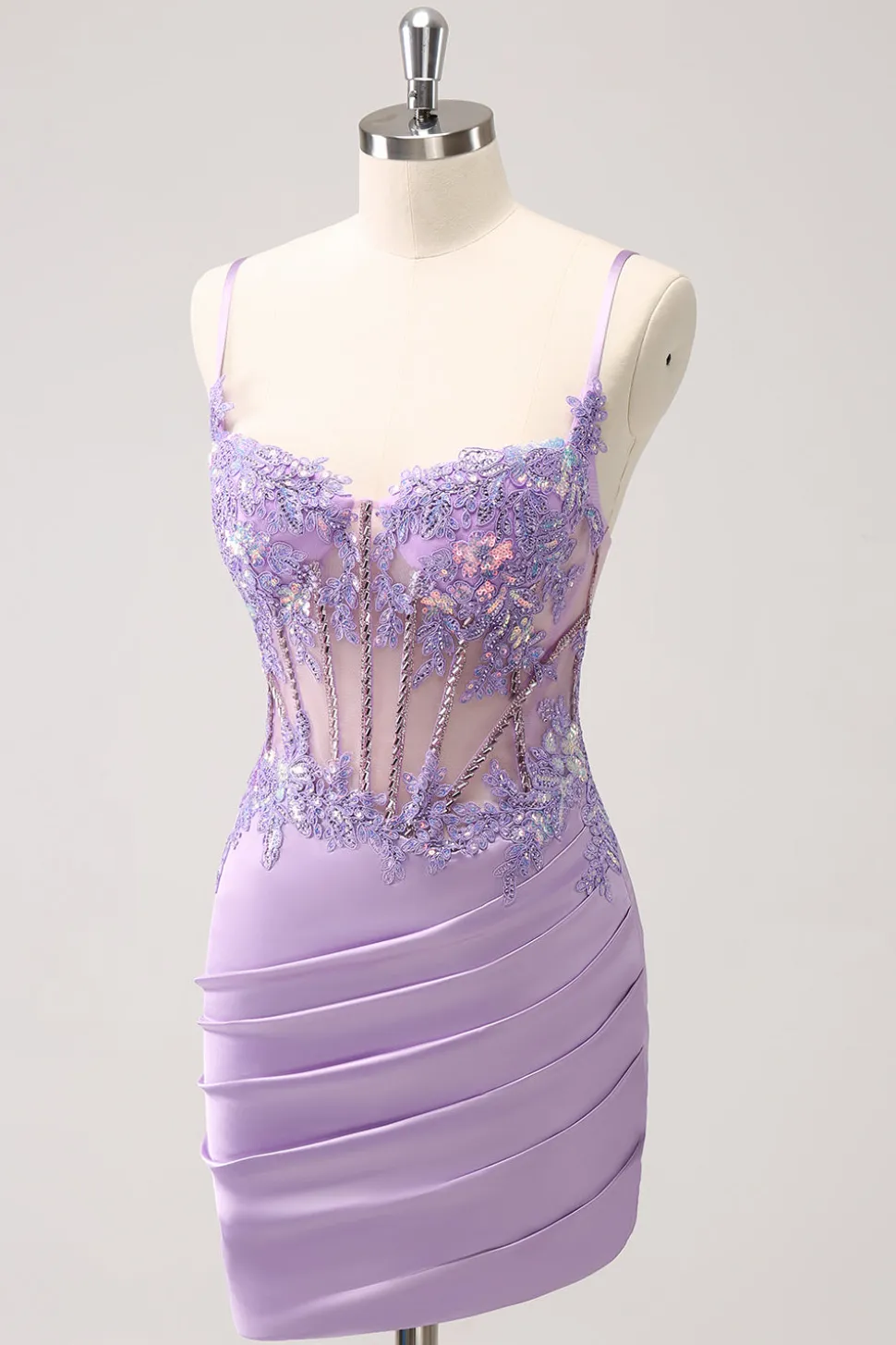 Espartilho roxo brilhante lantejoulas apertado curto Homecoming Dress