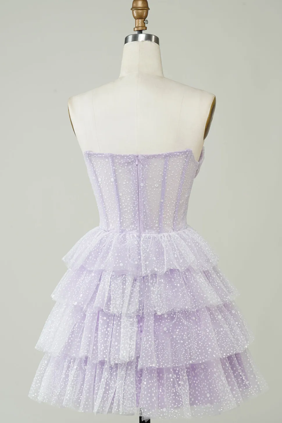 Espartilho roxo brilhante Tiered bonito Homecoing vestido