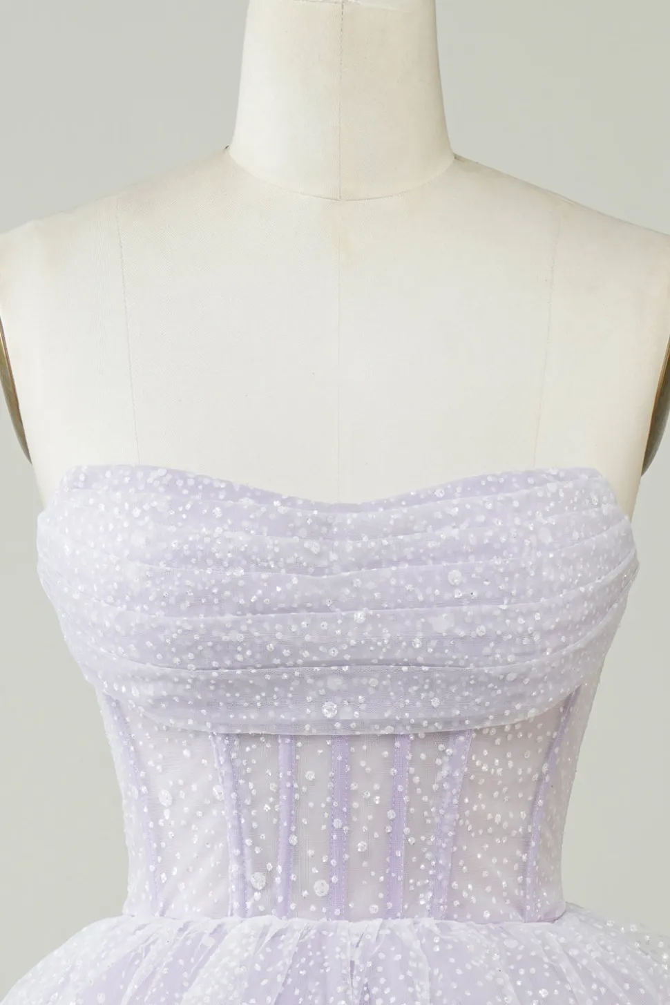 Espartilho roxo brilhante Tiered bonito Homecoing vestido