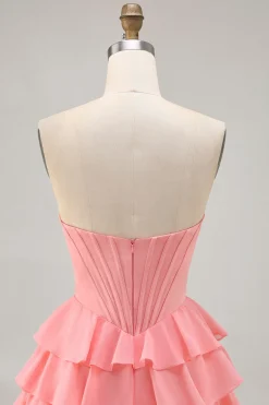 Espartilho Roxo Sem Alças Um Vestido Curto Homecoming Linha