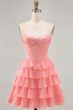 Espartilho Roxo Sem Alças Um Vestido Curto Homecoming Linha