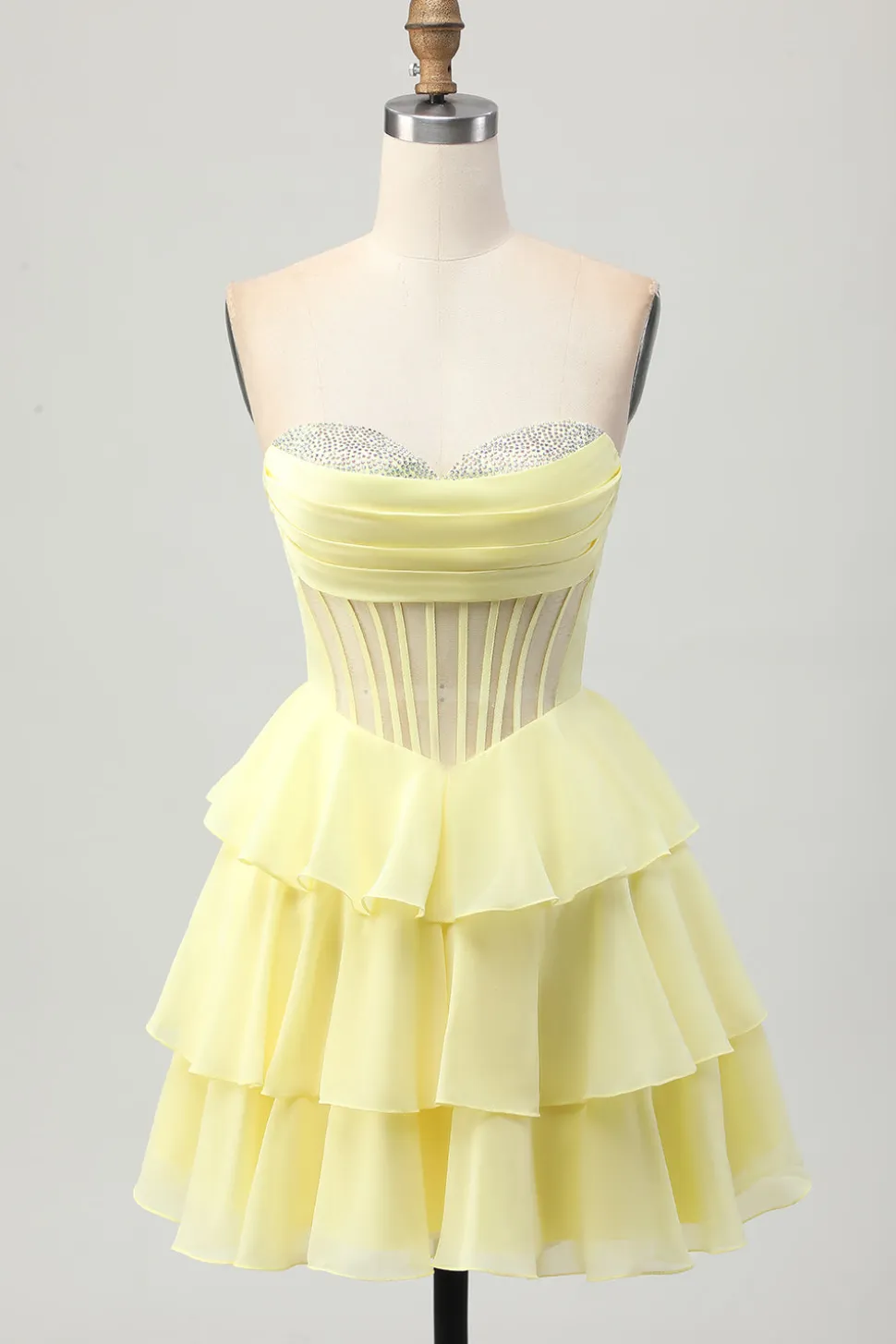 Espartilho sem alças A Line Green Homecoming Dress com Missangas