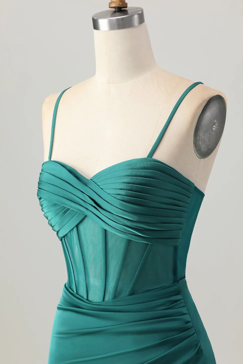 Espartilho verde escuro apertado curto cetim Homecoming Dress
