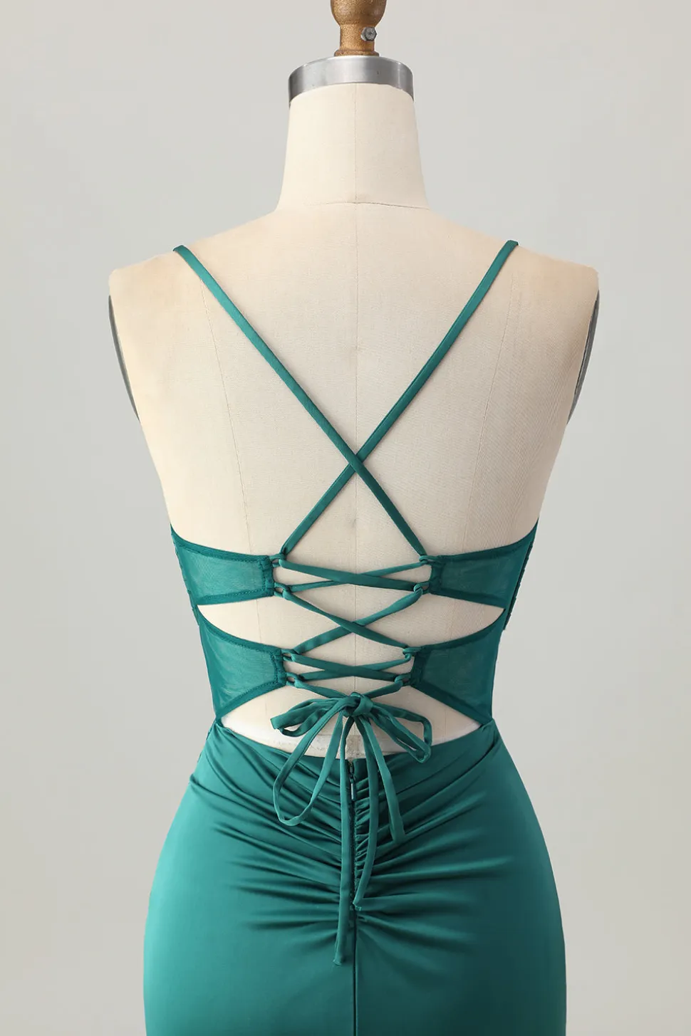 Espartilho verde escuro apertado curto cetim Homecoming Dress