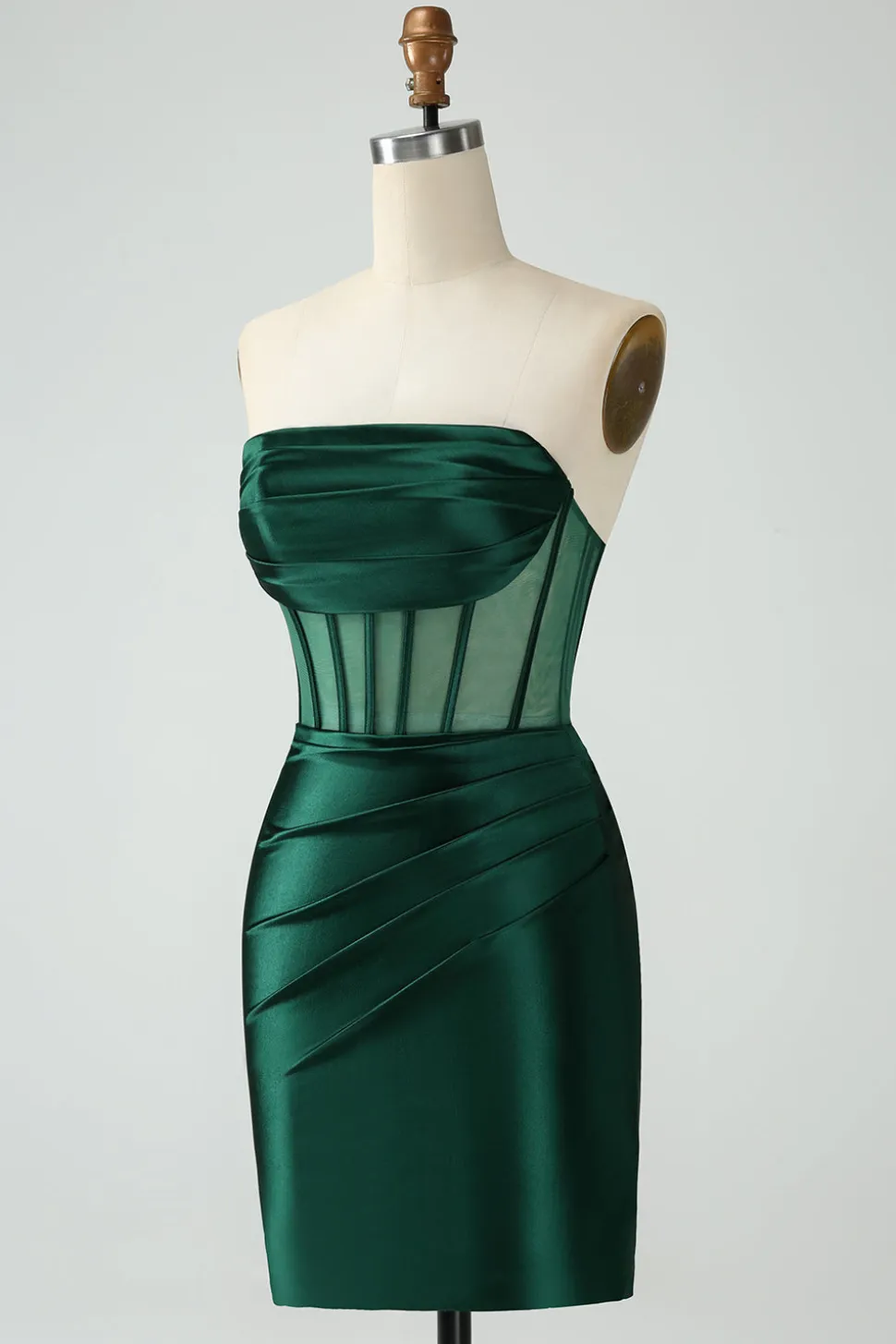 Espartilho Verde Escuro Strapless Bodycon Vestido Curto Homecoming