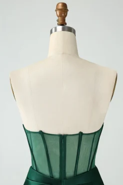 Espartilho Verde Escuro Strapless Bodycon Vestido Curto Homecoming