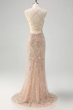 Espumante Champagne Sereia Esparguete Correias Corset Long Prom Dress