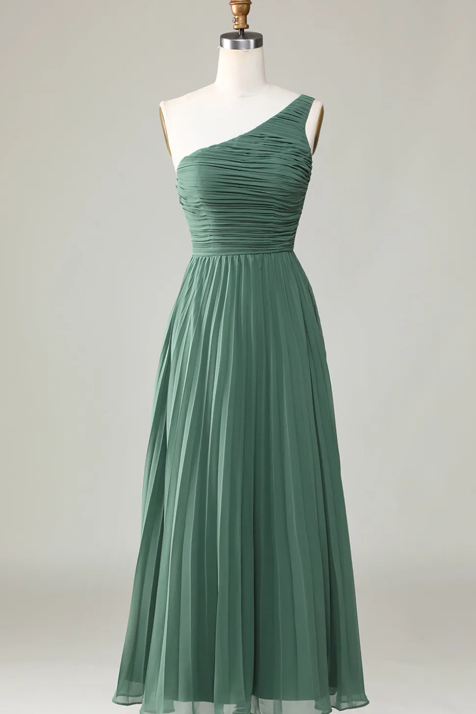 Eucalipto Um Ombro Uma Linha Ruched Vestido Madrinha