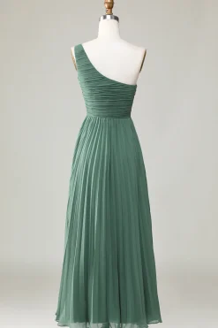 Eucalipto Um Ombro Uma Linha Ruched Vestido Madrinha