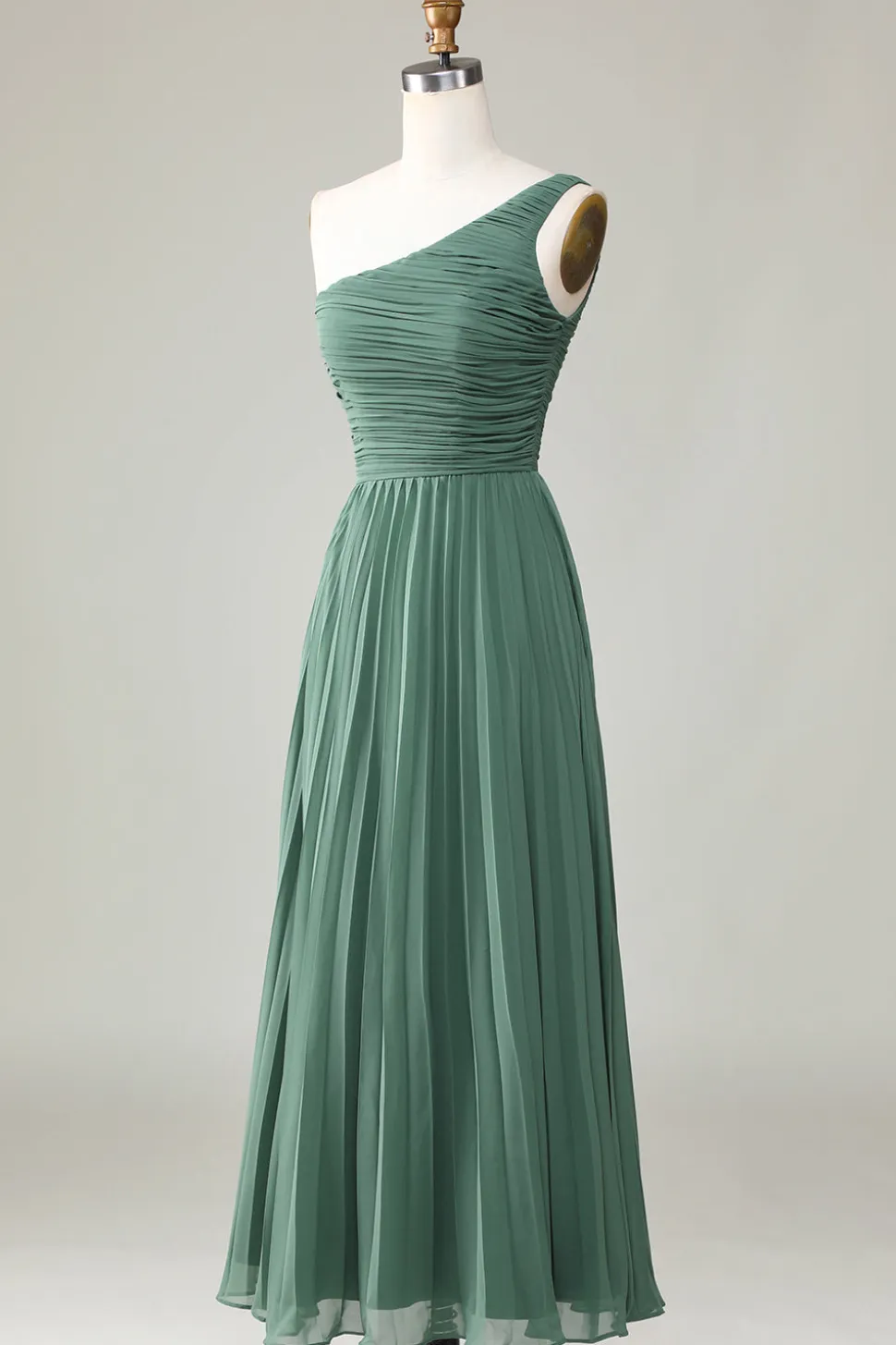 Eucalipto Um Ombro Uma Linha Ruched Vestido Madrinha